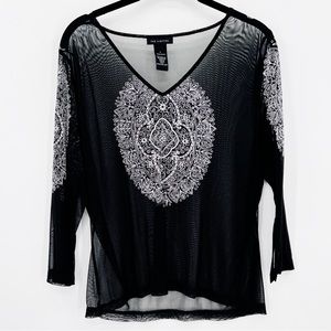The Limited Very Sheer Embellished Rhinestone Accented Top, L